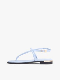 Metallic Accent Leather Sandal — Breezy Blue 7