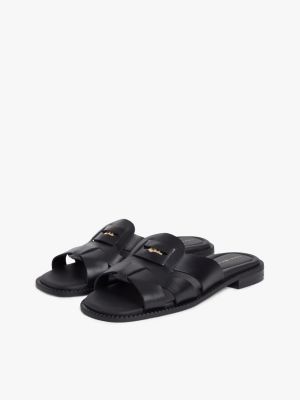 Женские сандалии Tommy Hilfiger Leather Penny Loafer Sandal, цвет: Чёрный — фото 2
