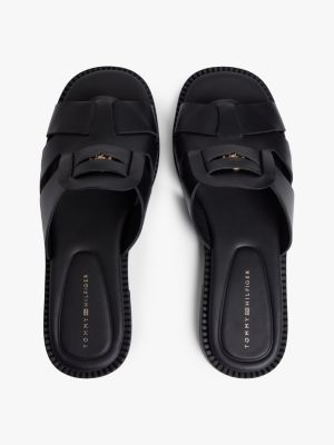 Женские сандалии Tommy Hilfiger Leather Penny Loafer Sandal, цвет: Чёрный — фото 3