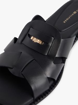 Женские сандалии Tommy Hilfiger Leather Penny Loafer Sandal, цвет: Чёрный — фото 6