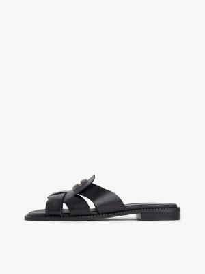 Женские сандалии Tommy Hilfiger Leather Penny Loafer Sandal, цвет: Чёрный — фото 7