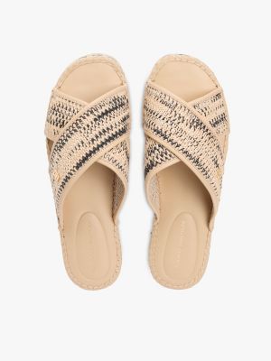 Женские сандалии Tommy Hilfiger Raffia Espadrille Slide Sandal, цвет: Натуральный / Чёрный — фото 3