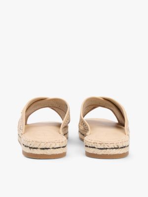 Женские сандалии Tommy Hilfiger Raffia Espadrille Slide Sandal, цвет: Натуральный / Чёрный — фото 4