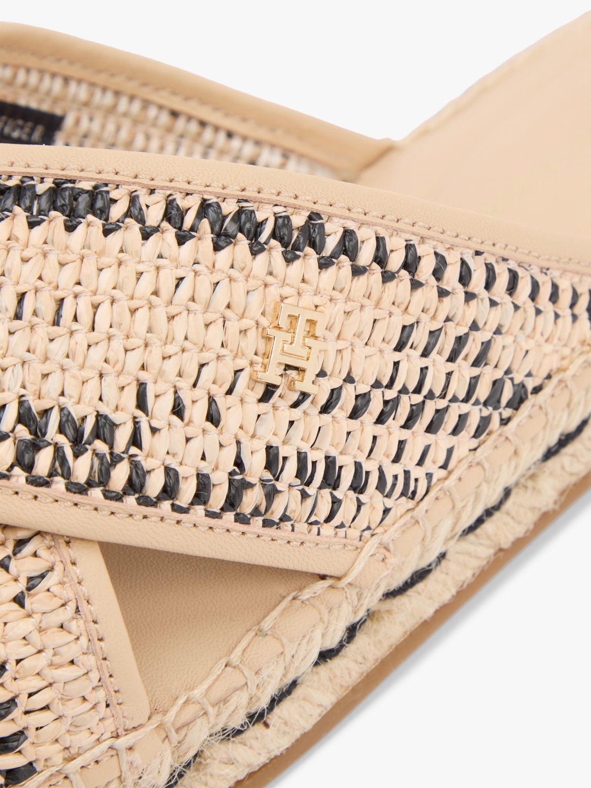 Raffia Espadrille Slide Sandal — Natural/Black