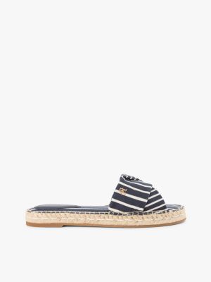 Striped Canvas Espadrille Sandal, Space Blue