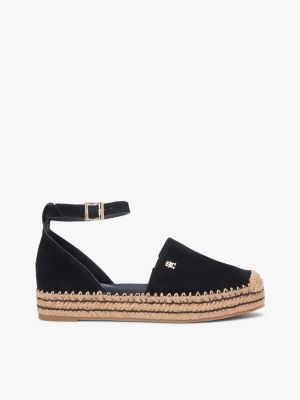 Suede Platform Espadrille, Black