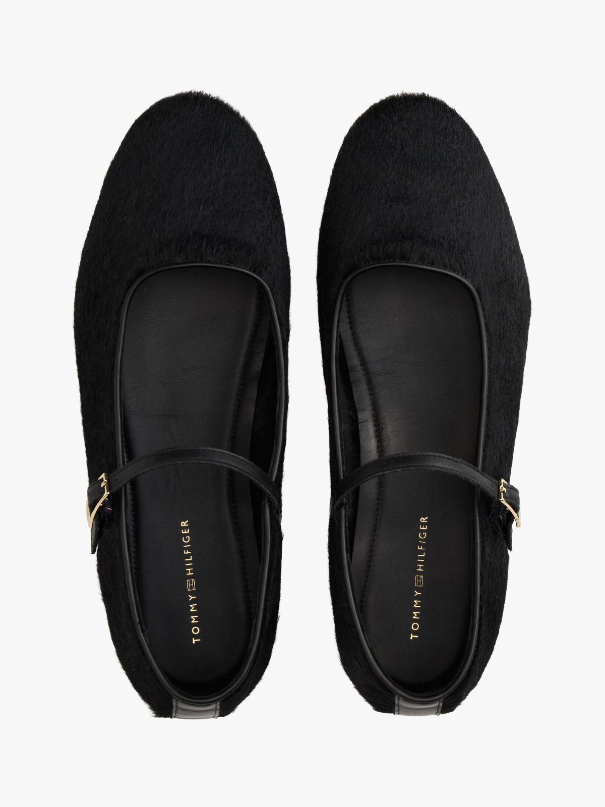 Calf Hair Leather Mary Jane Flat — Black
