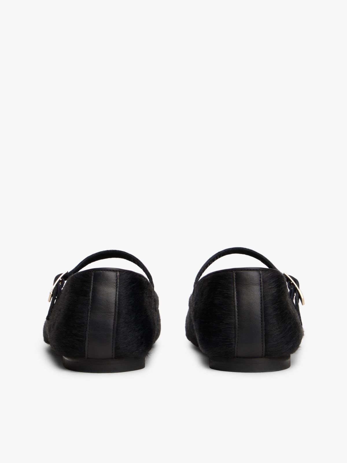 Calf Hair Leather Mary Jane Flat — Black