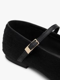 Calf Hair Leather Mary Jane Flat — Black 6
