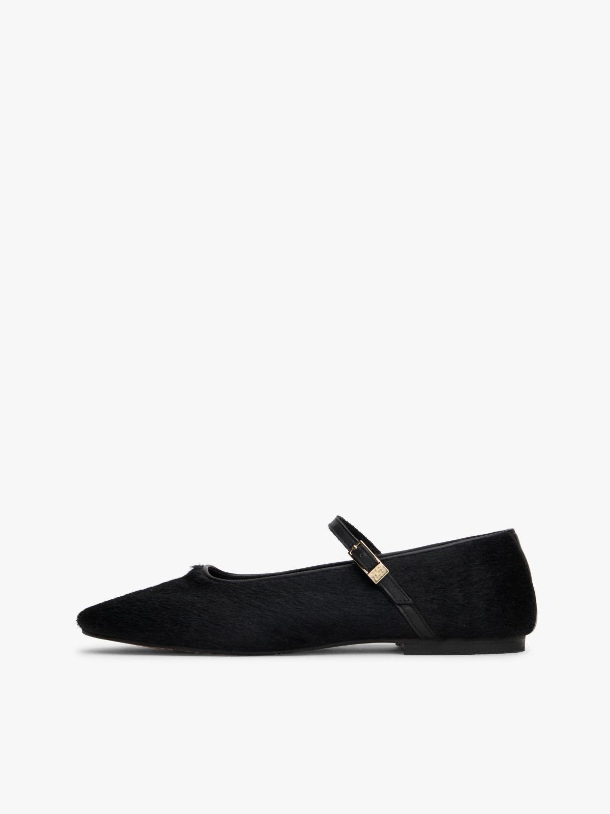 Calf Hair Leather Mary Jane Flat — Black