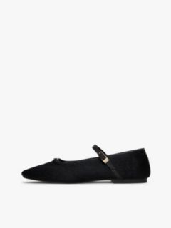 Calf Hair Leather Mary Jane Flat — Black 7