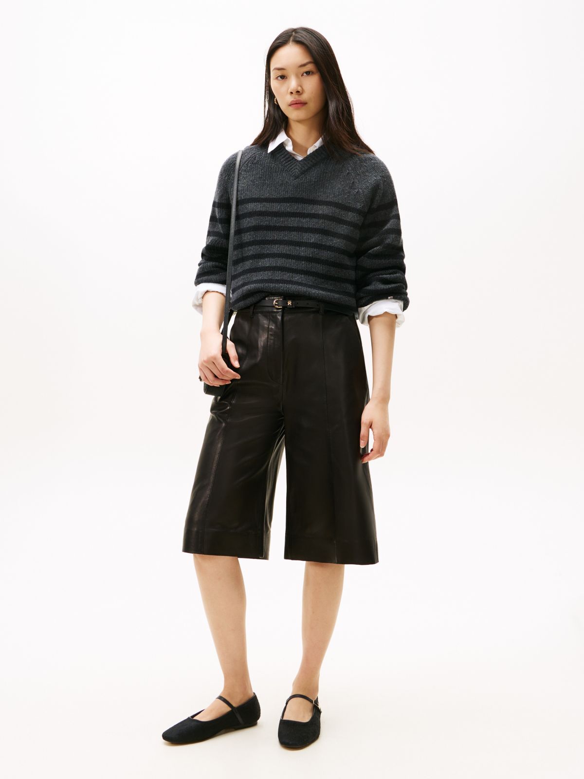 Calf Hair Leather Mary Jane Flat — Black