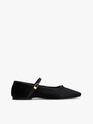 Calf Hair Leather Mary Jane Flat, Black