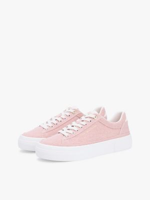 Tommy Hilfiger Women's Canvas Platform Sneaker - Foggy Pink - US 9 / EU 40