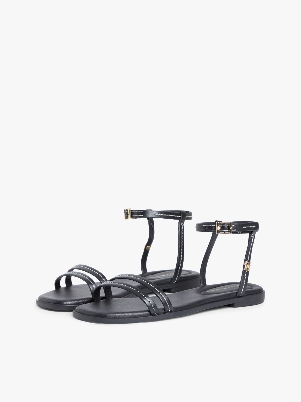 Flat Leather Sandal — Black