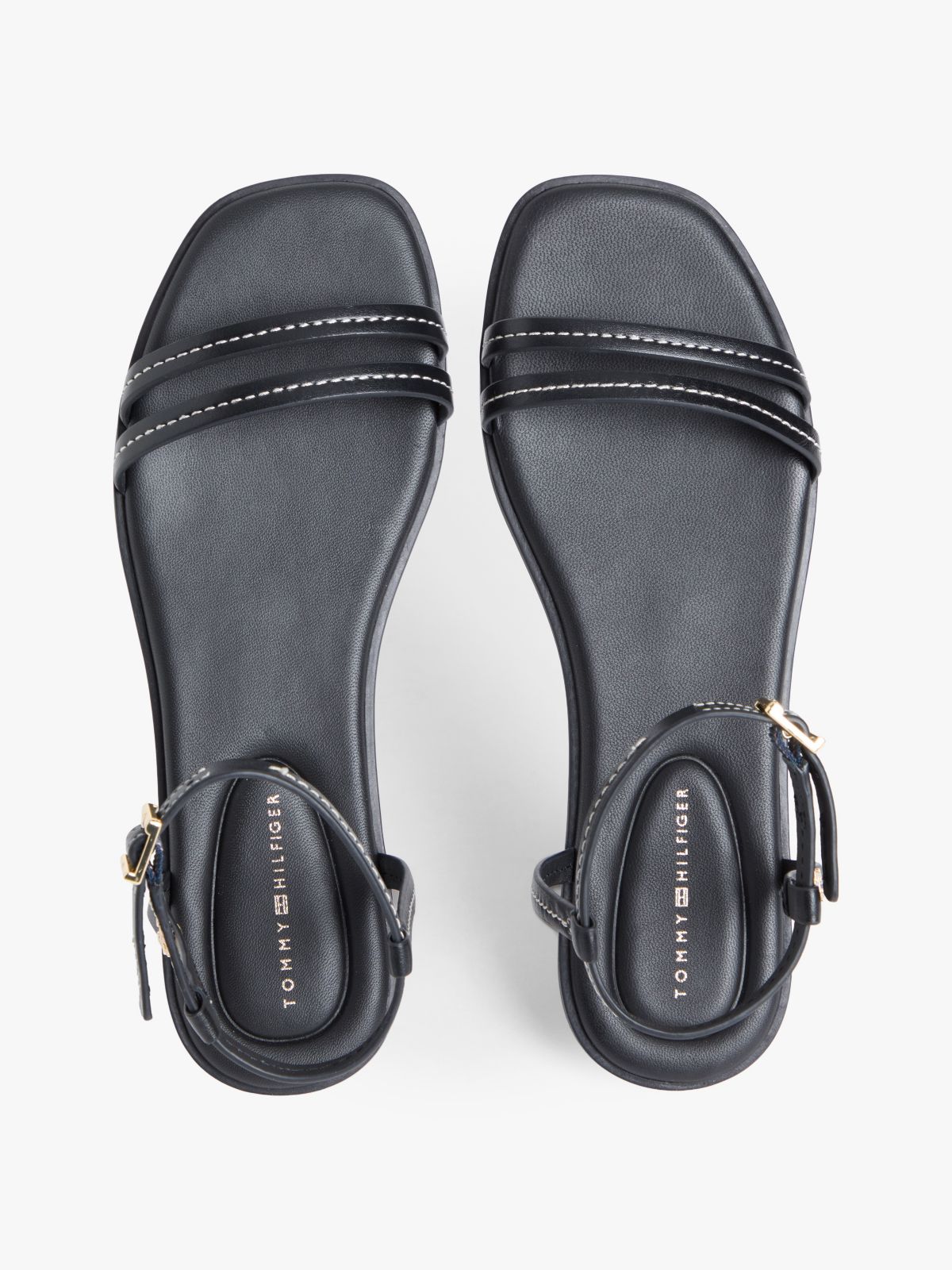Flat Leather Sandal — Black