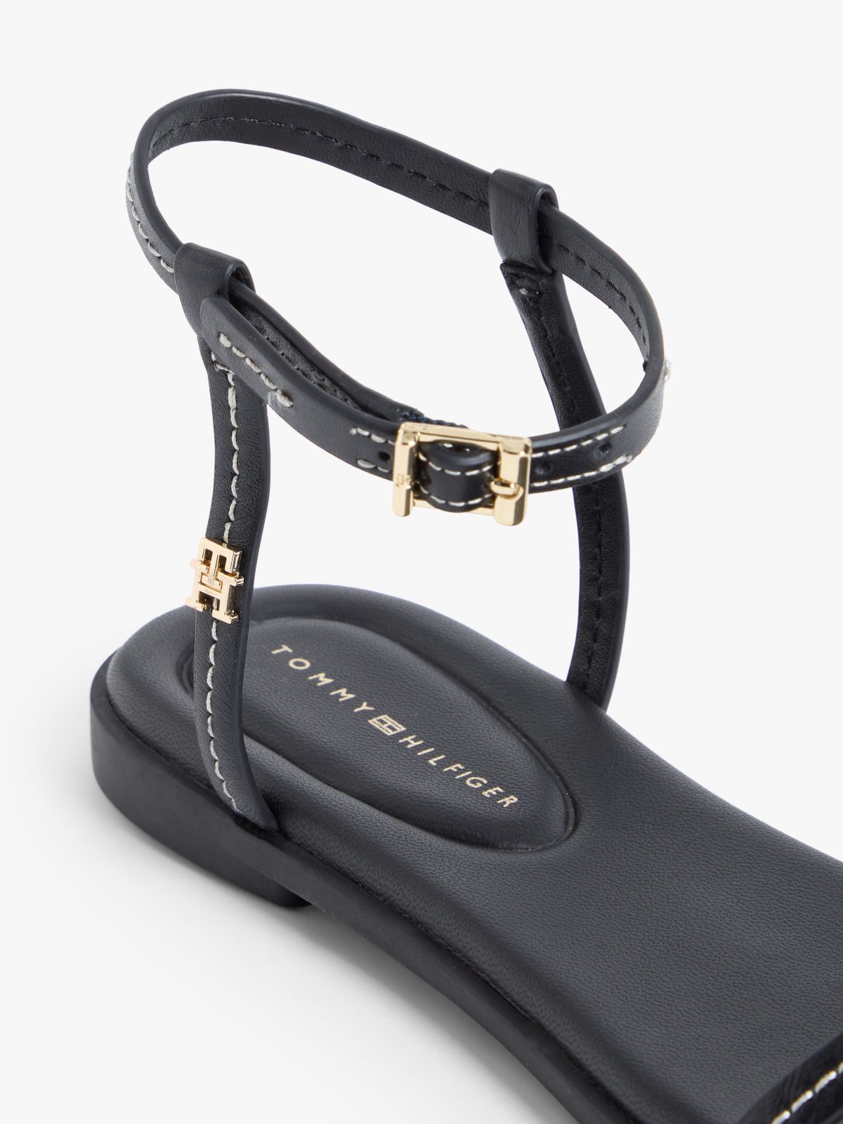 Flat Leather Sandal — Black