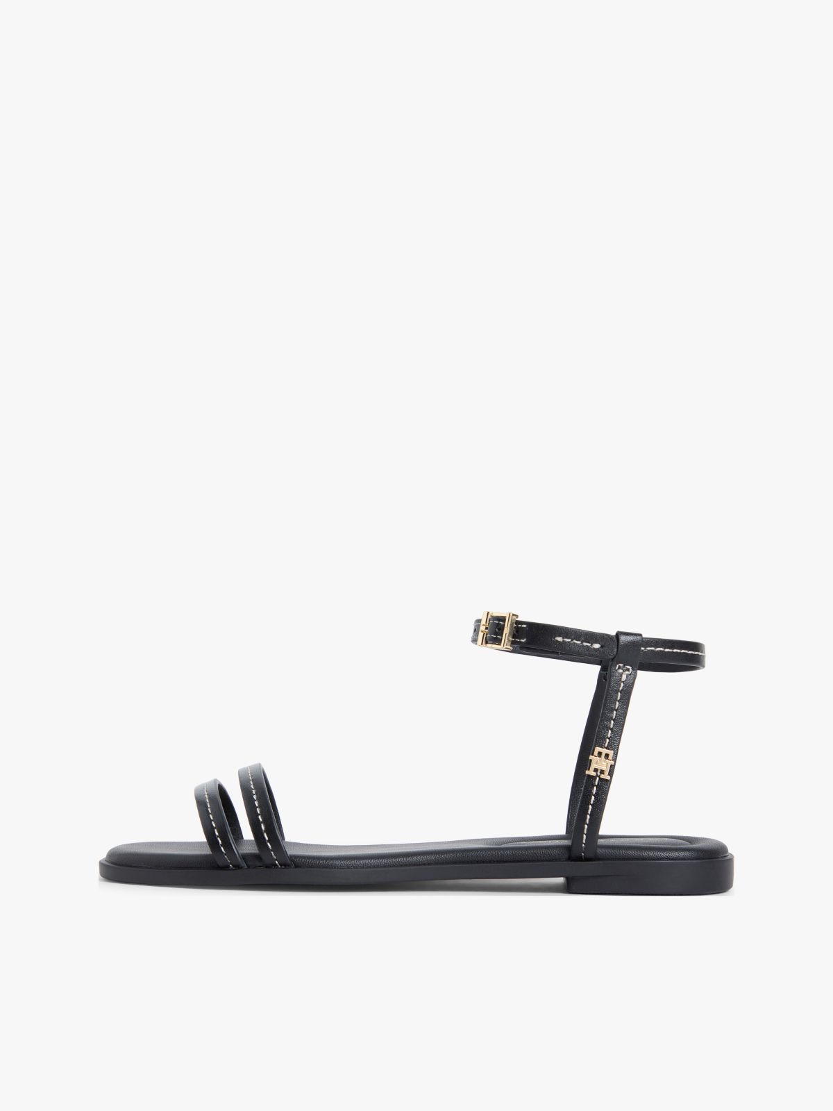 Flat Leather Sandal — Black