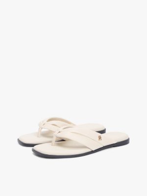Женские сандалии Tommy Hilfiger Leather Flip-Flop, цвет: Бежевый — фото 2