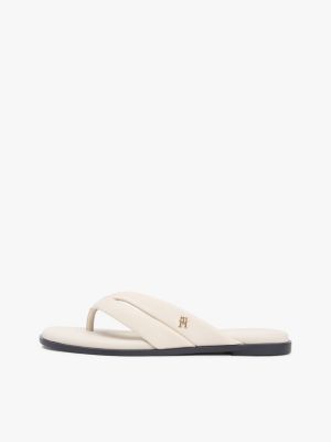 Женские сандалии Tommy Hilfiger Leather Flip-Flop, цвет: Бежевый — фото 7
