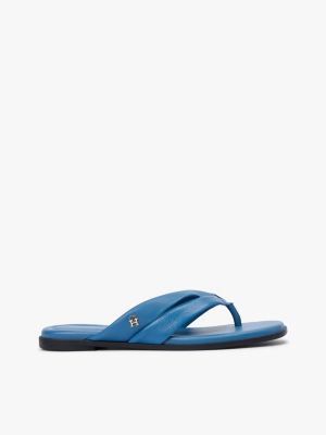 Leather Flip-Flop, Cobalt Steel