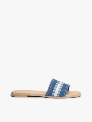 Webbing Logo Denim Slide Sandal
