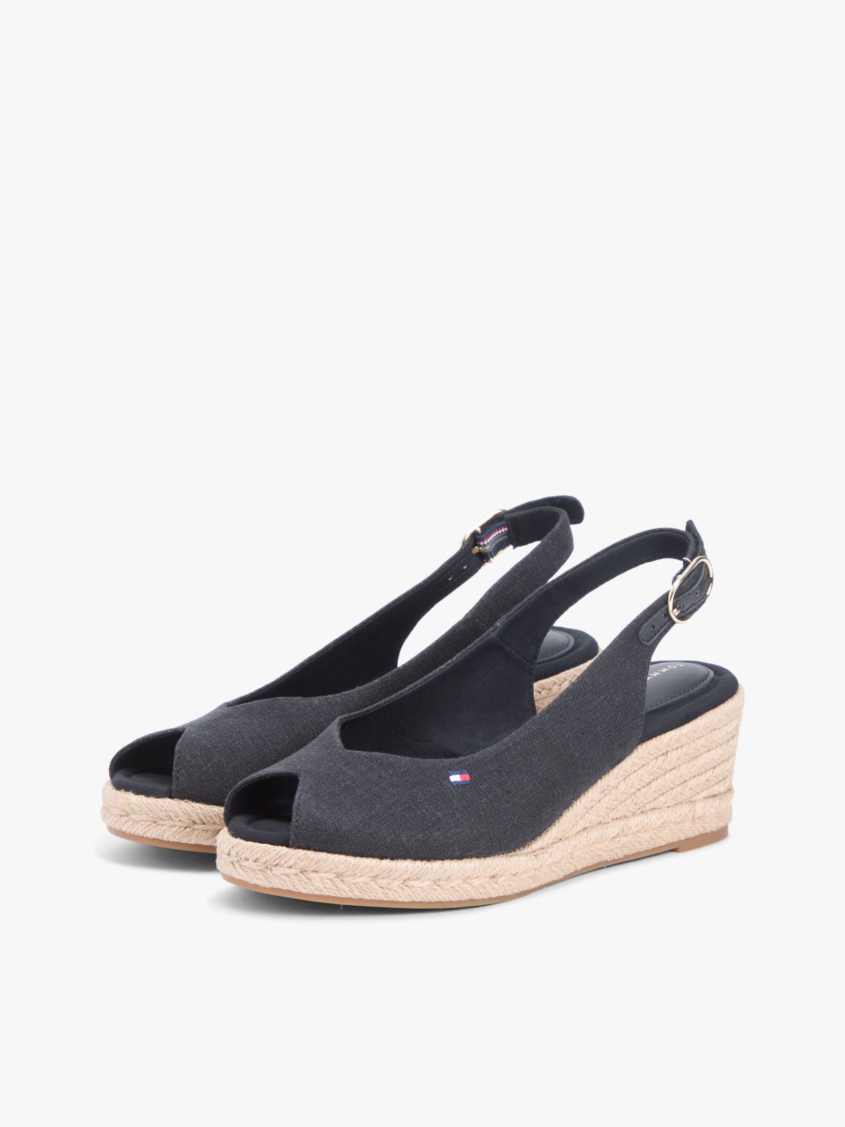 Slingback Wedge Espadrille Sandal — Black