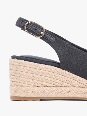 Женские сандалии Tommy Hilfiger Slingback Wedge Espadrille Sandal, цвет: Чёрный — фото 6
