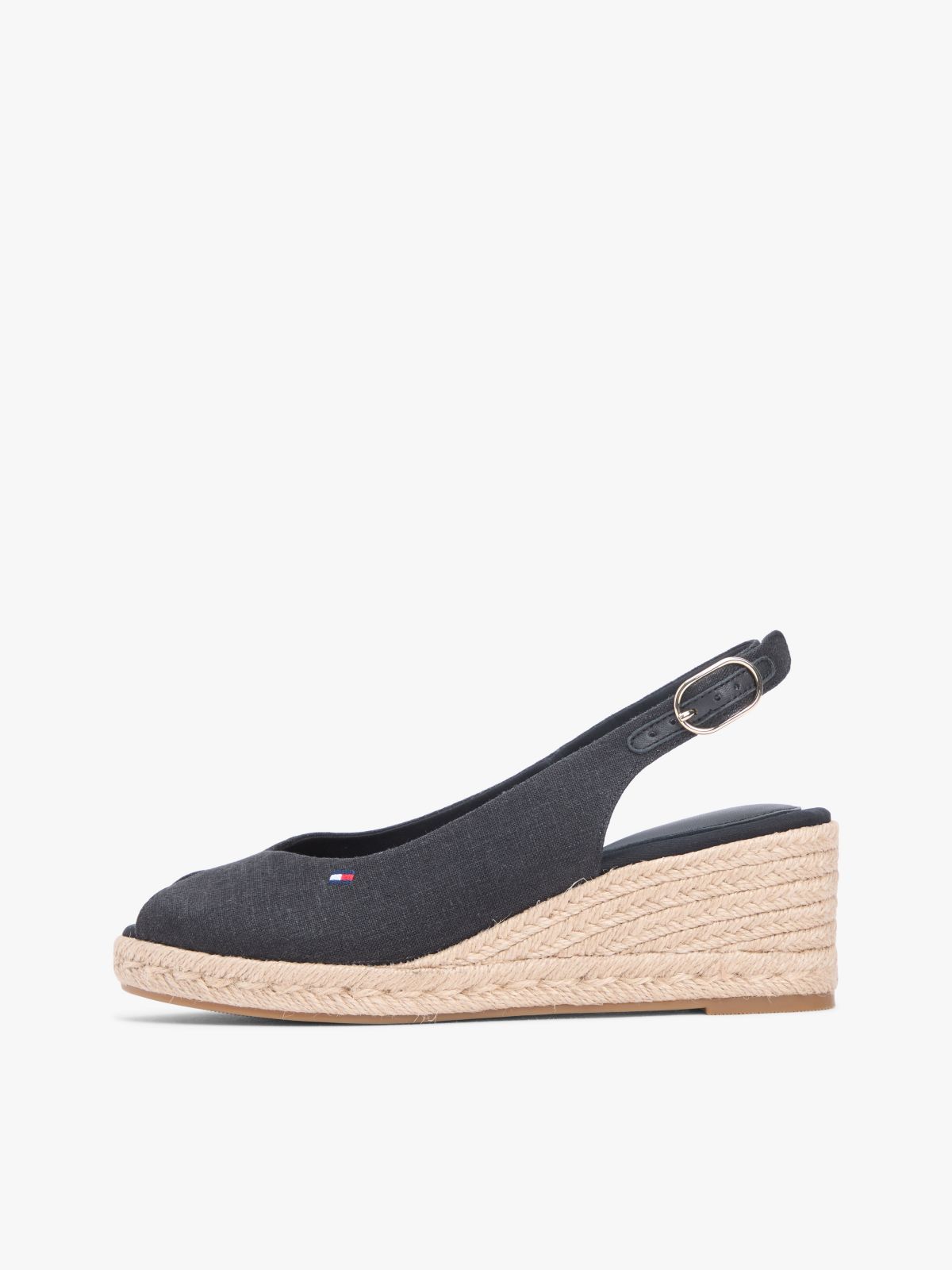 Slingback Wedge Espadrille Sandal — Black