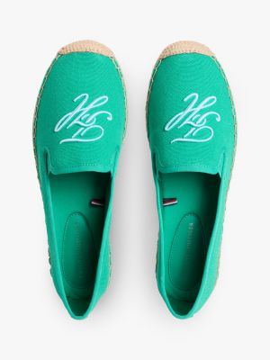 Женские сандалии Tommy Hilfiger Script Monogram Canvas Espadrille, цвет: Нефритовый — фото 3