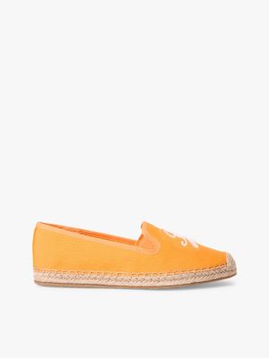 Script Monogram Canvas Espadrille, Orange Hype