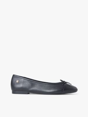 Smooth Leather Ballet Flat, Black