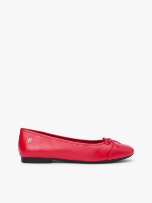 Smooth Leather Ballet Flat, Primary Red