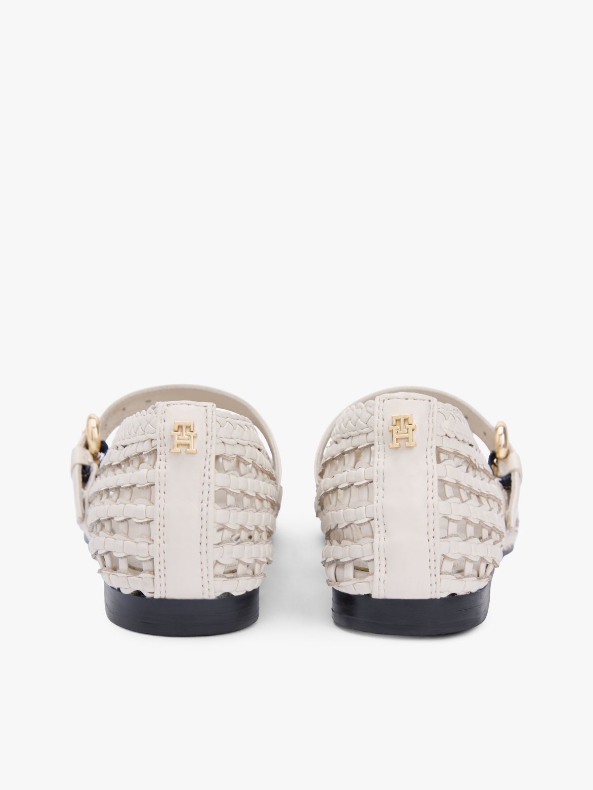 Woven Leather Mix Mary Jane Flat — Soft Cream
