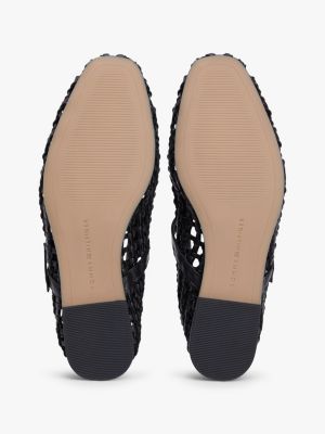 Обувь Tommy Hilfiger Woven Leather Mix Mary Jane Flat, цвет: Чёрный — фото 5