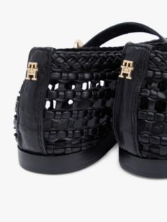 Woven Leather Mix Mary Jane Flat — Black 6
