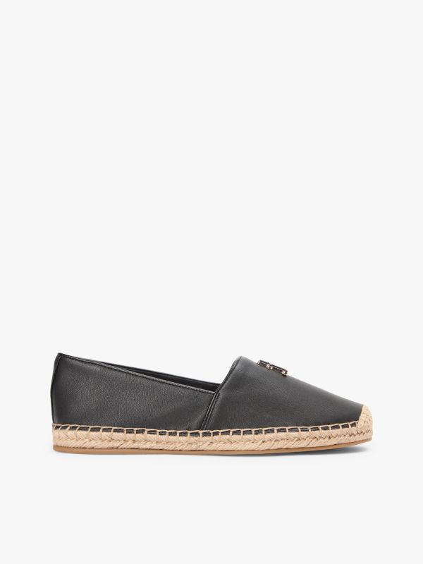TH Monogram Leather Espadrille — Black