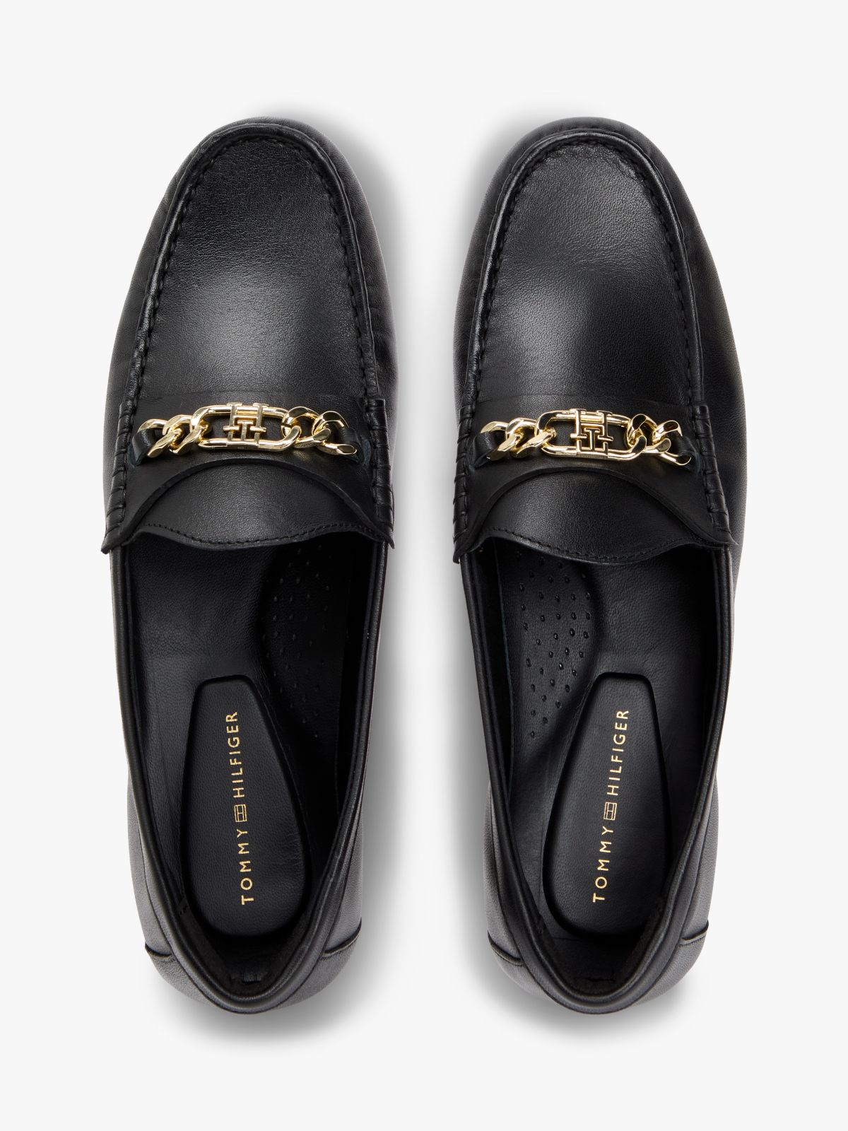 Chain-Link Leather Loafer — Black