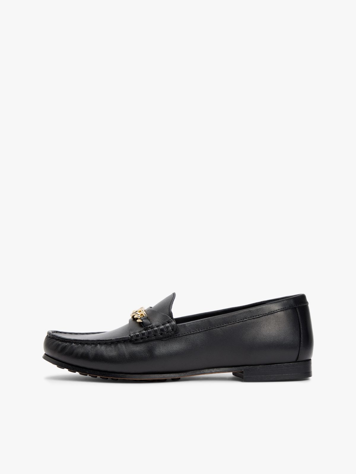 Chain-Link Leather Loafer — Black