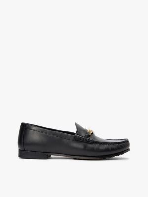 Chain-Link Leather Loafer, Black