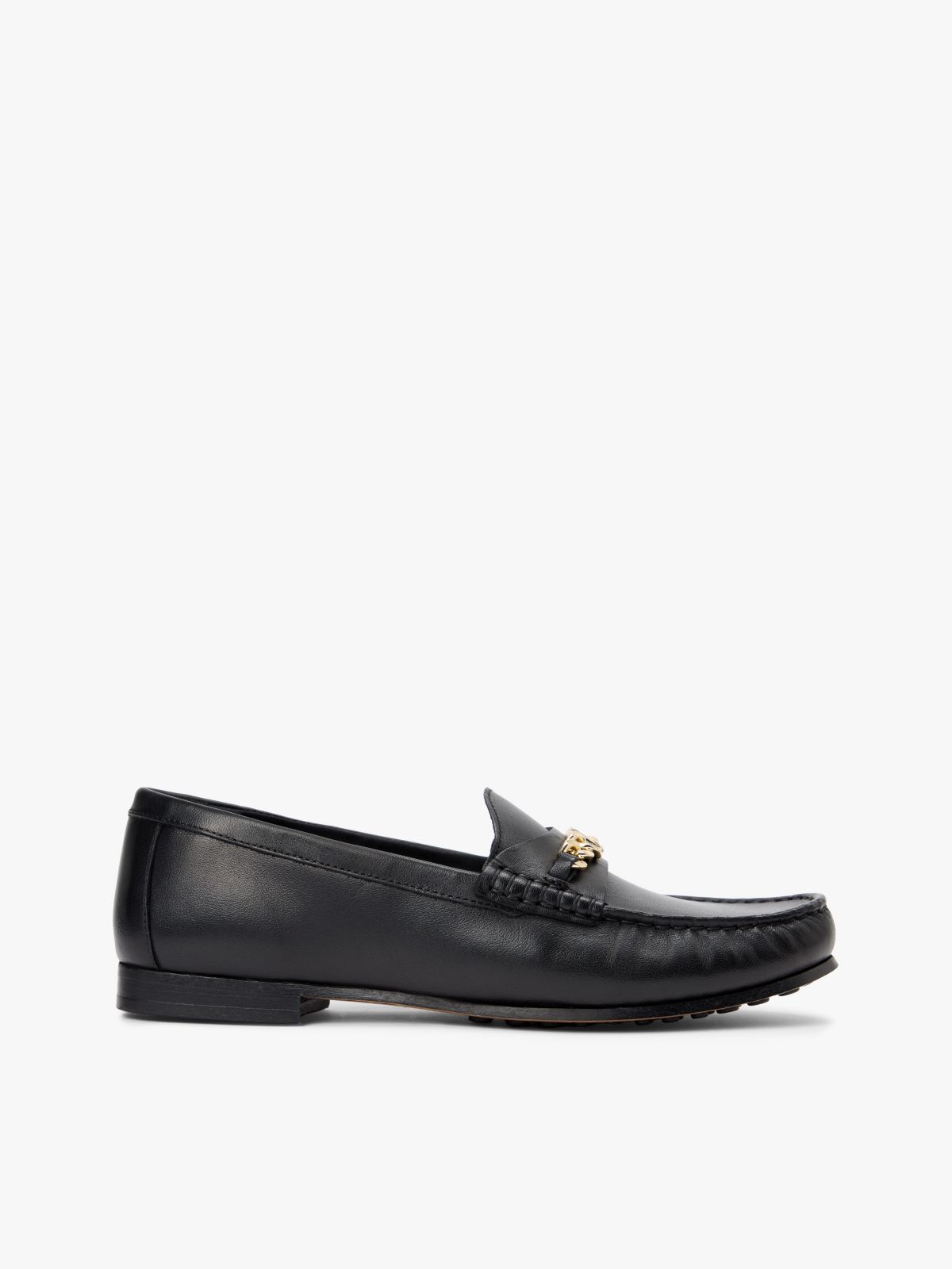 Chain-Link Leather Loafer — Black