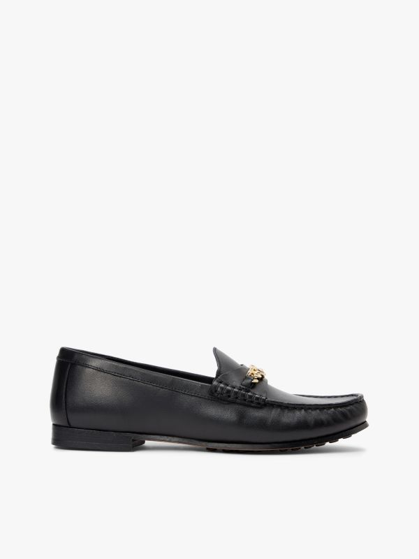 Chain-Link Leather Loafer — Black