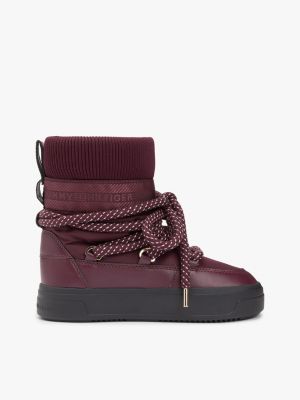 Water-Repellent Lace-Up Snow Boot, Marzemino