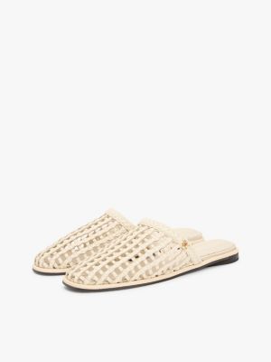 Женские сабо Tommy Hilfiger Open-Weave Flat Mule, цвет: Мягкий кремовый — фото 2