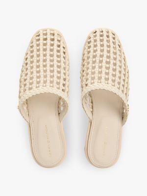 Женские сабо Tommy Hilfiger Open-Weave Flat Mule, цвет: Мягкий кремовый — фото 3