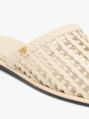 Женские сабо Tommy Hilfiger Open-Weave Flat Mule, цвет: Мягкий кремовый — фото 6