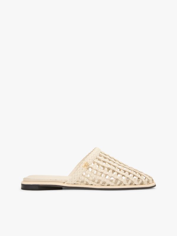 Open-Weave Flat Mule — Soft Cream