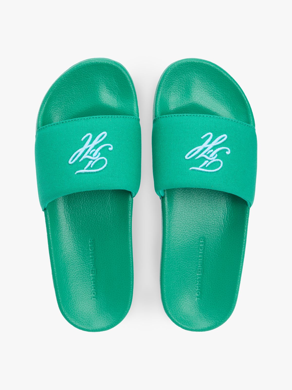 Embroidered Script Monogram Pool Slide — Jade Wink
