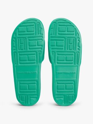 Женские сандалии Tommy Hilfiger Embroidered Script Monogram Pool Slide, цвет: Нефритовый — фото 5