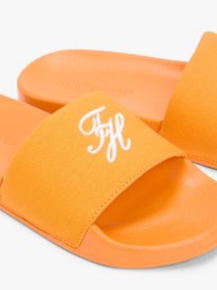 Embroidered Script Monogram Pool Slide — Orange Hype 6
